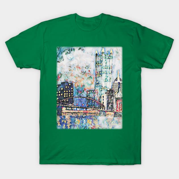 Pittsburgh Skyline / PPG / Smithfield Street Bridge original artwork by Tim Crowley T-Shirt by FTLOG